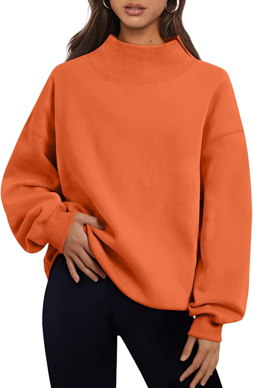 Trendy Queen Womens Mock Neck Sweatshirts Oversized Pullover Fall Outfits
