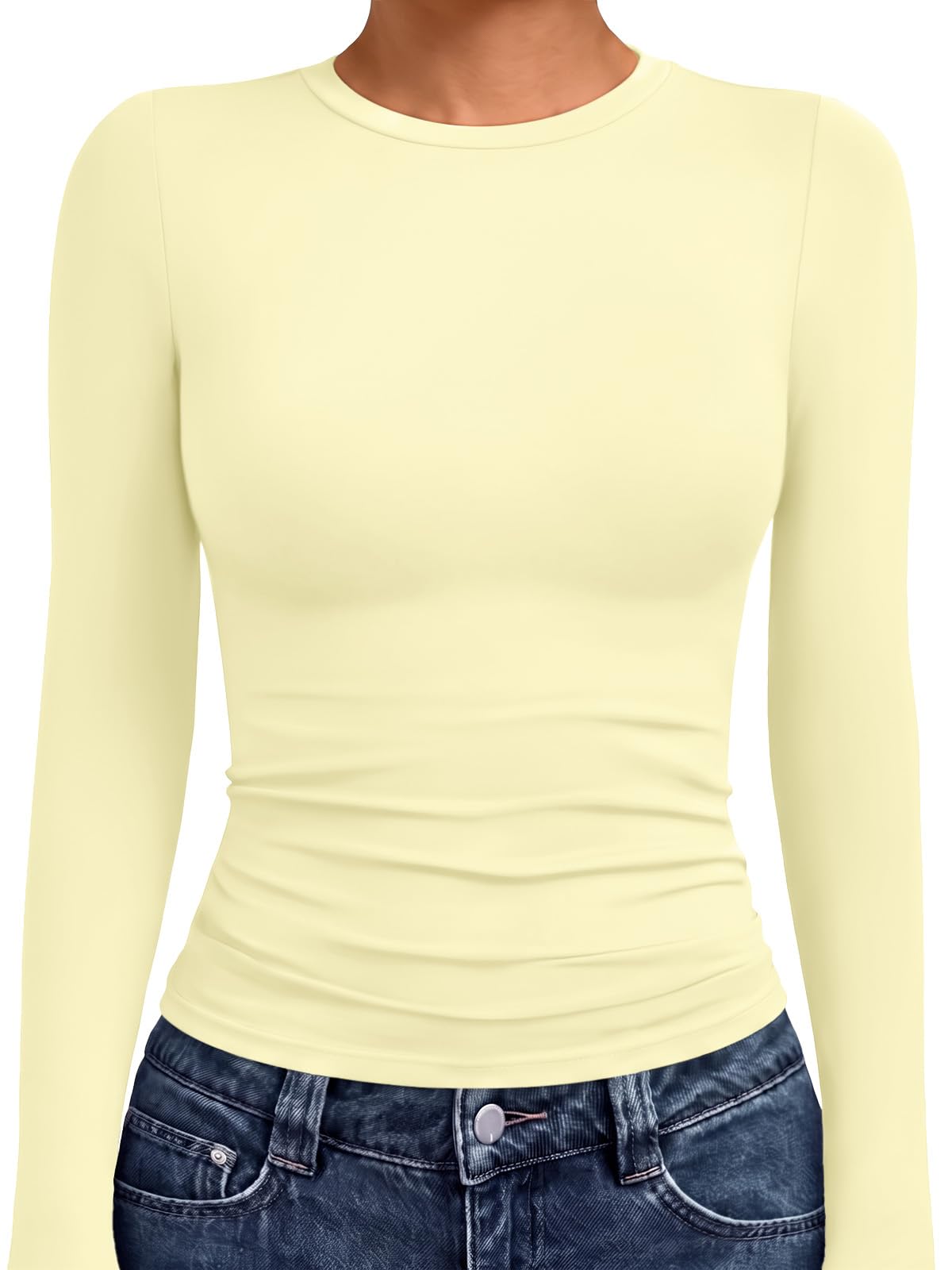 AUTOMET Womens Crew Neck Long Sleeve Shirts Compression Underscrubs Tops