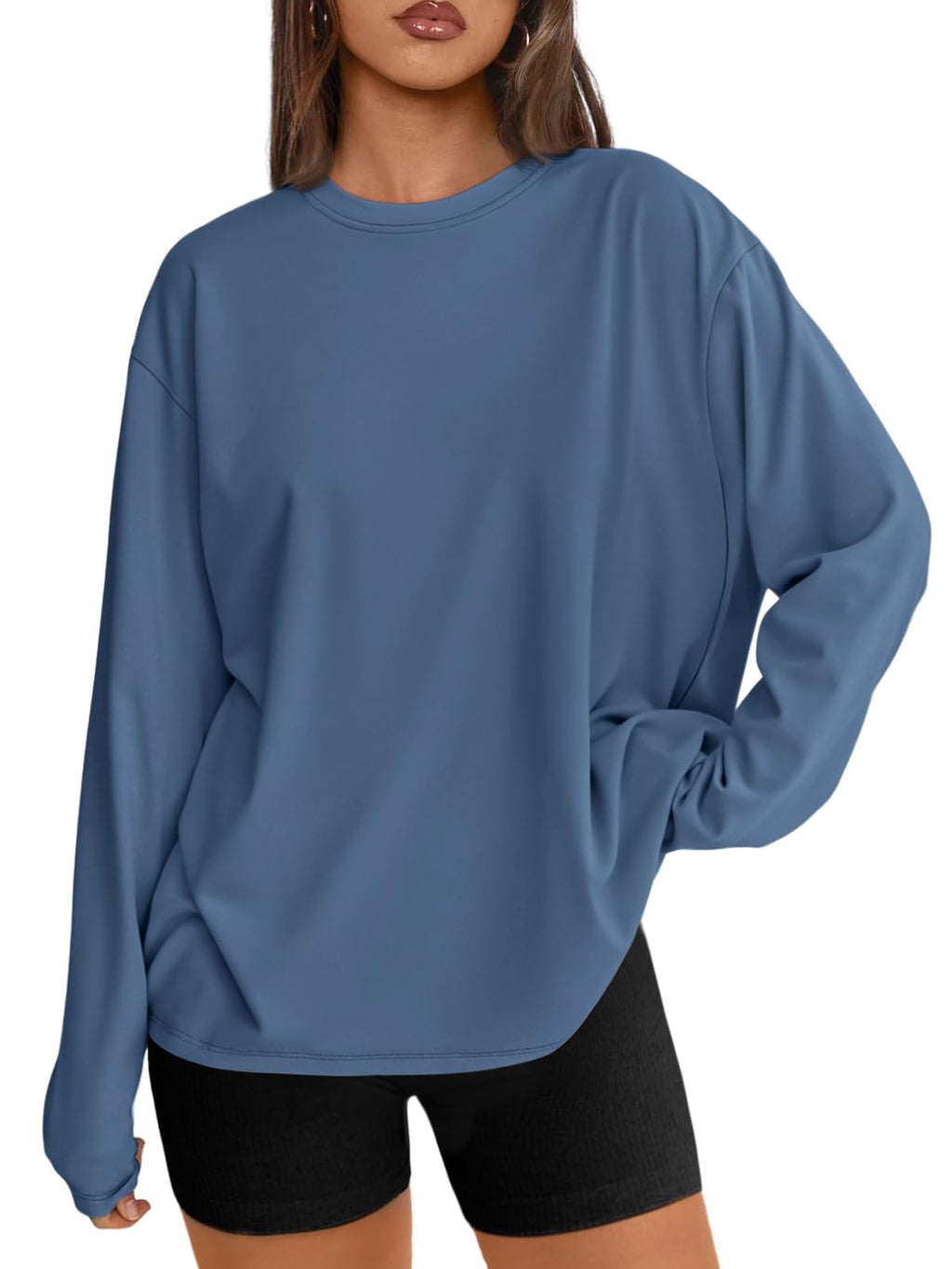 Trendy Queen Womens Oversized Long Sleeve Shirts Fall Tops 2026 Basic Tees