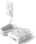 SUPERDANNY Extension Cord,Flat Plug Surge Protector Power Strip,10Ft