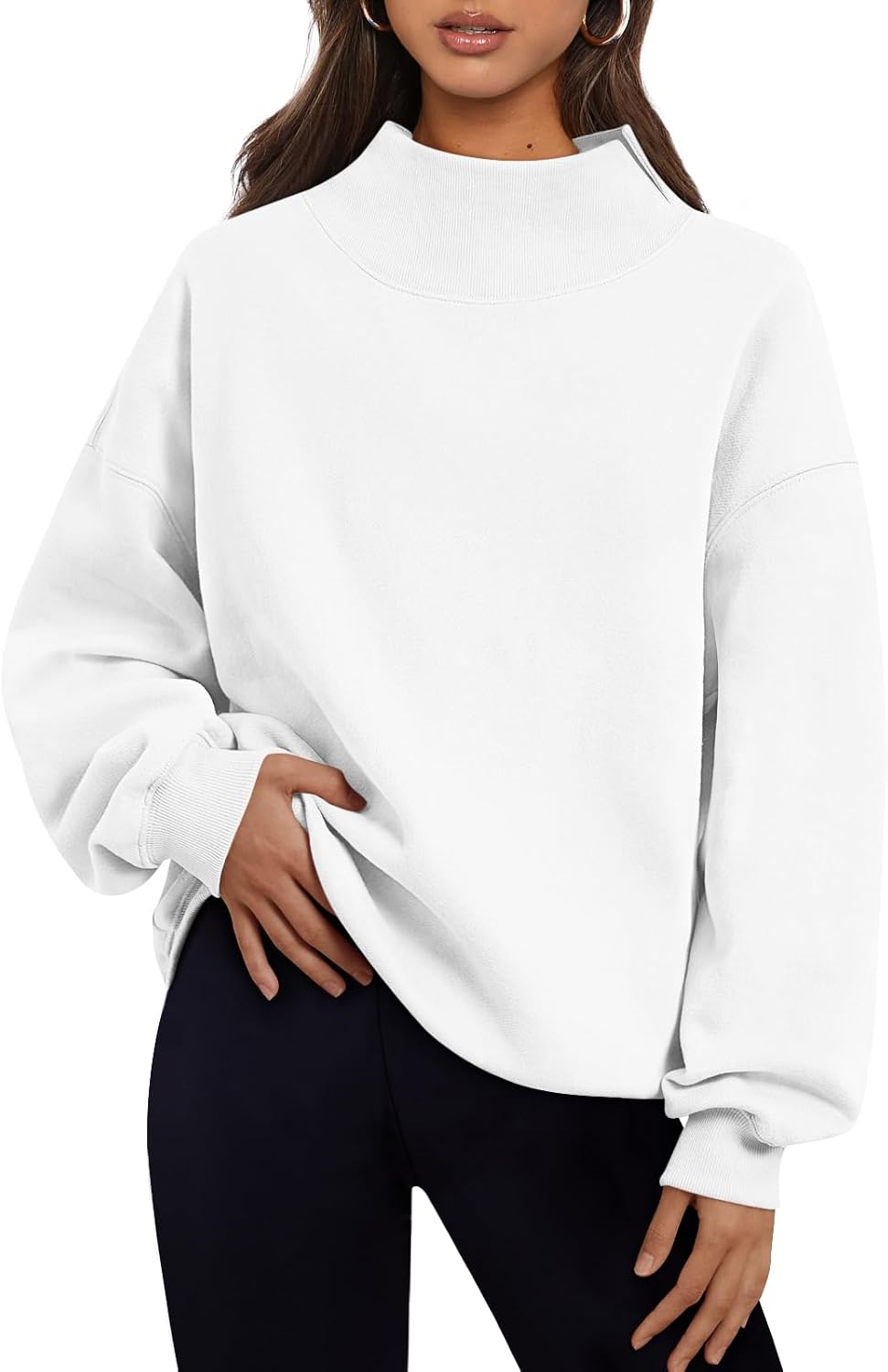 Trendy Queen Womens Mock Neck Sweatshirts Oversized Pullover Fall Outfits