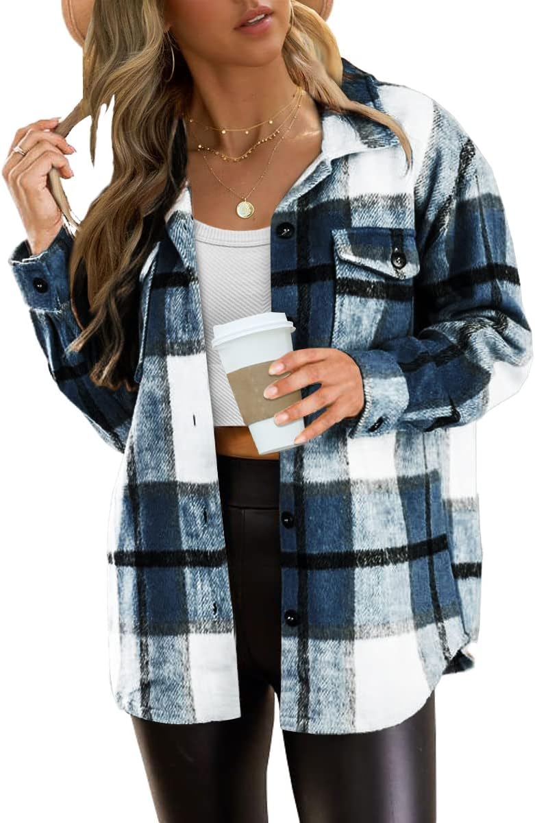 AUTOMET Shackets for Women Plaid Flannel Shirts
