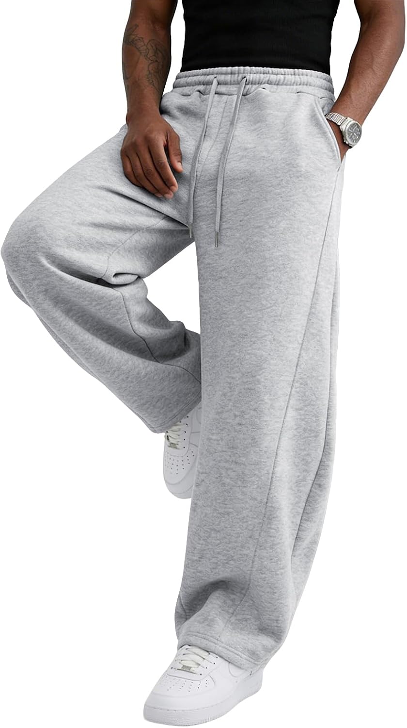 Wangdo Men's Baggy Sweatpants Wide Leg Lounge Cotton Casual Jogging Pants
