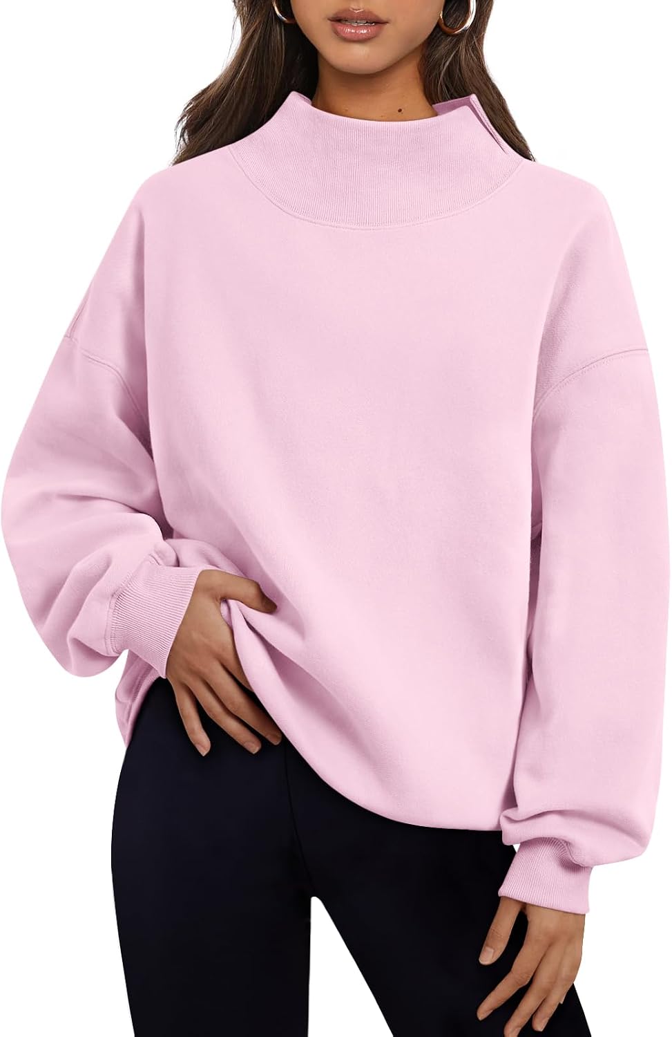 Trendy Queen Womens Mock Neck Sweatshirts Oversized Pullover Fall Outfits