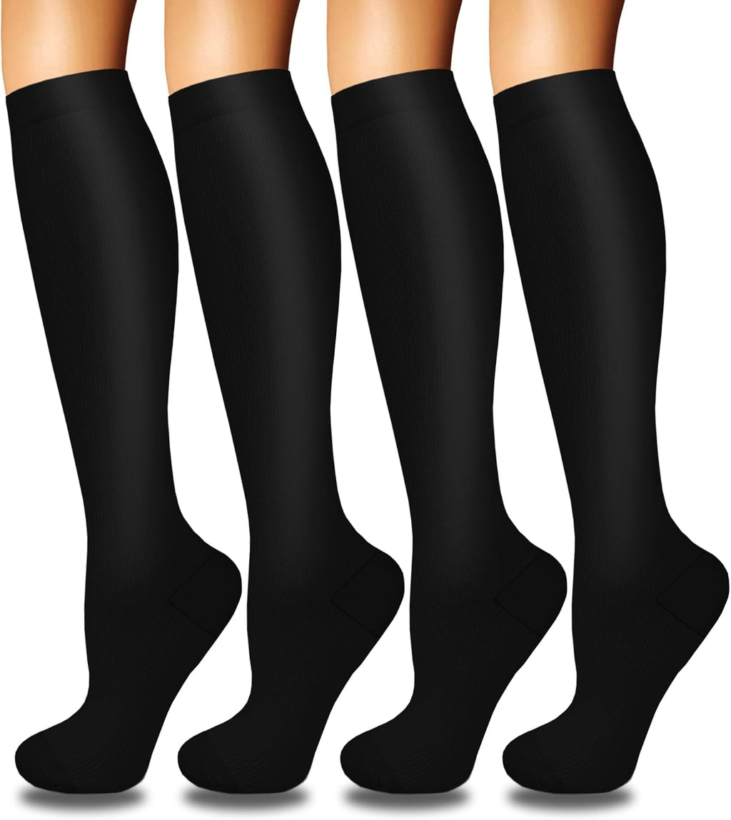 4 Pairs Compression Socks for Women Circulation-Best Support for Nurses,Running,Athletic,Travel