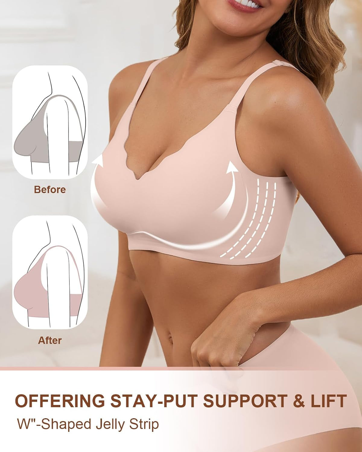 Womens Wireless Jelly Bra Seamless Full Coverage Supportive Bralette
