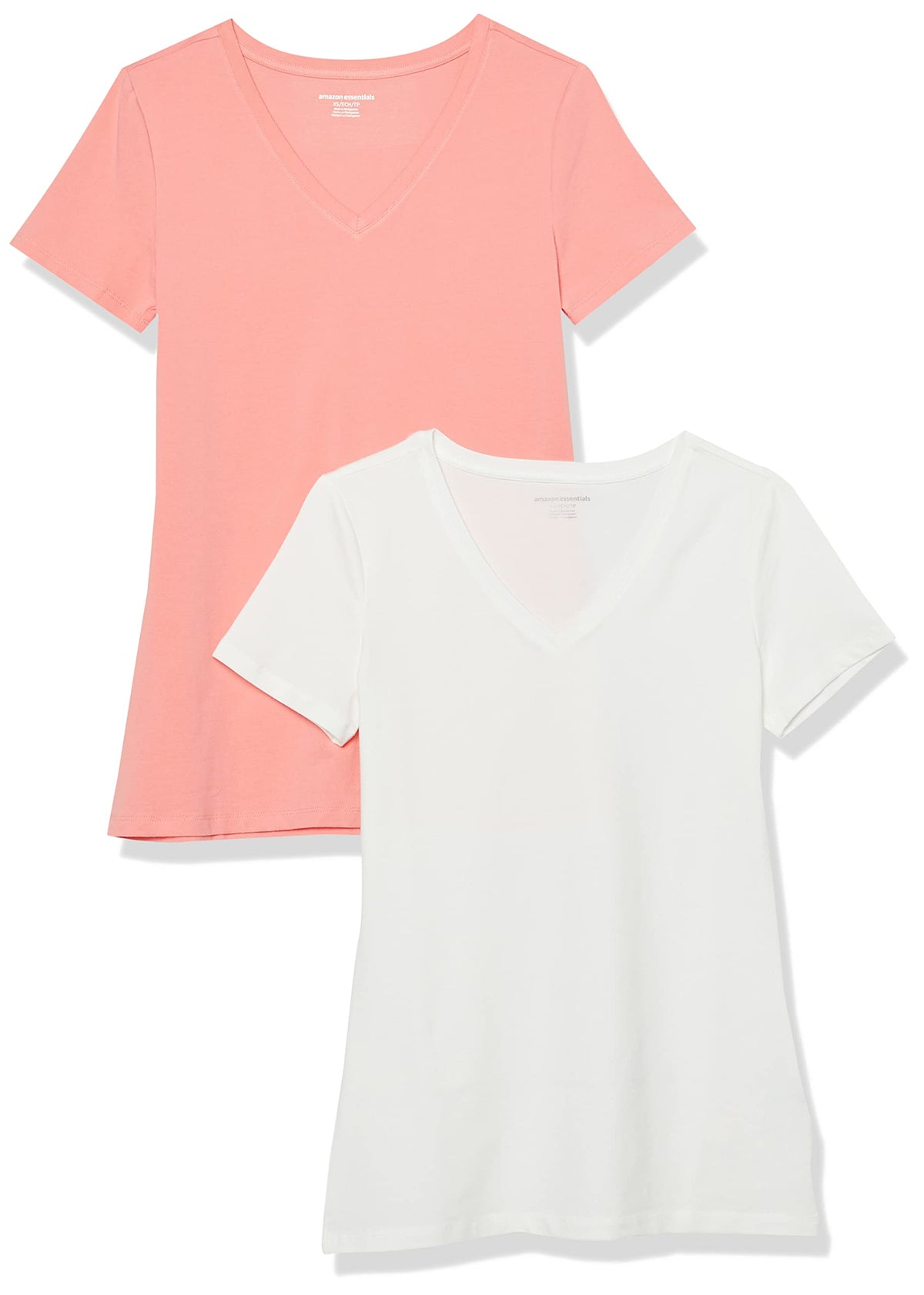 Amazon Essentials Women's Regular-Fit Short-Sleeve Crewneck T-Shirt, Cotton Modal Blend, Pack of 2