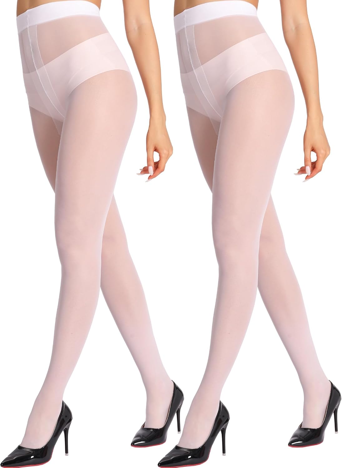 HONENNA Sheer Tights for Women 2 Pairs Ultra Thin Reinforced T Crotch Control Top Pantyhose Stockings