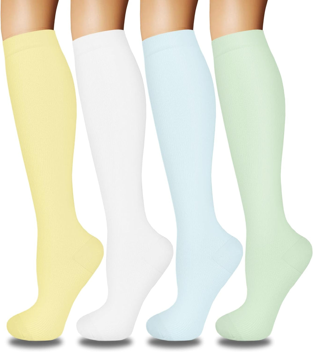 4 Pairs Compression Socks for Women Circulation-Best Support for Nurses,Running,Athletic,Travel