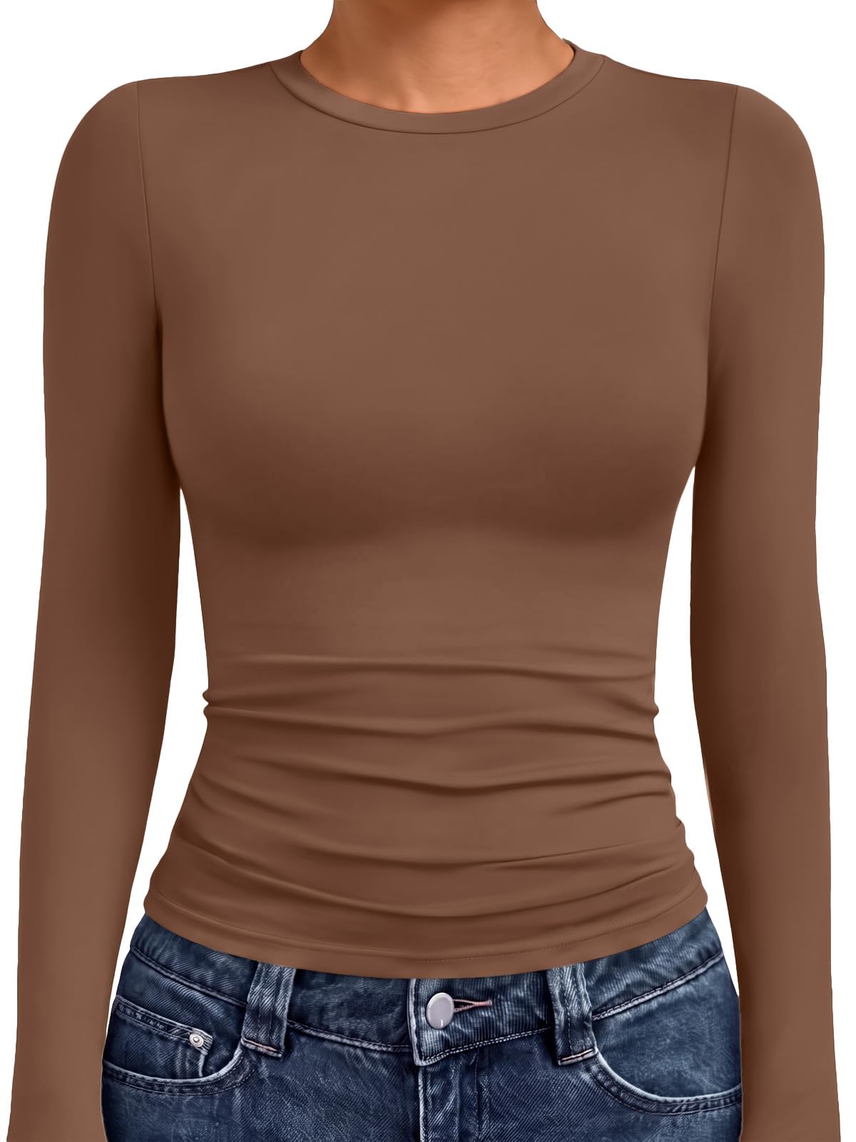 AUTOMET Womens Crew Neck Long Sleeve Shirts Compression Underscrubs Tops