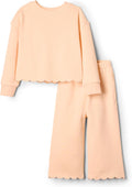 Amazon Essentials x Sofia Grainge Toddlers and Baby Girls' French Terry Sweatshirt Pant and Top Set