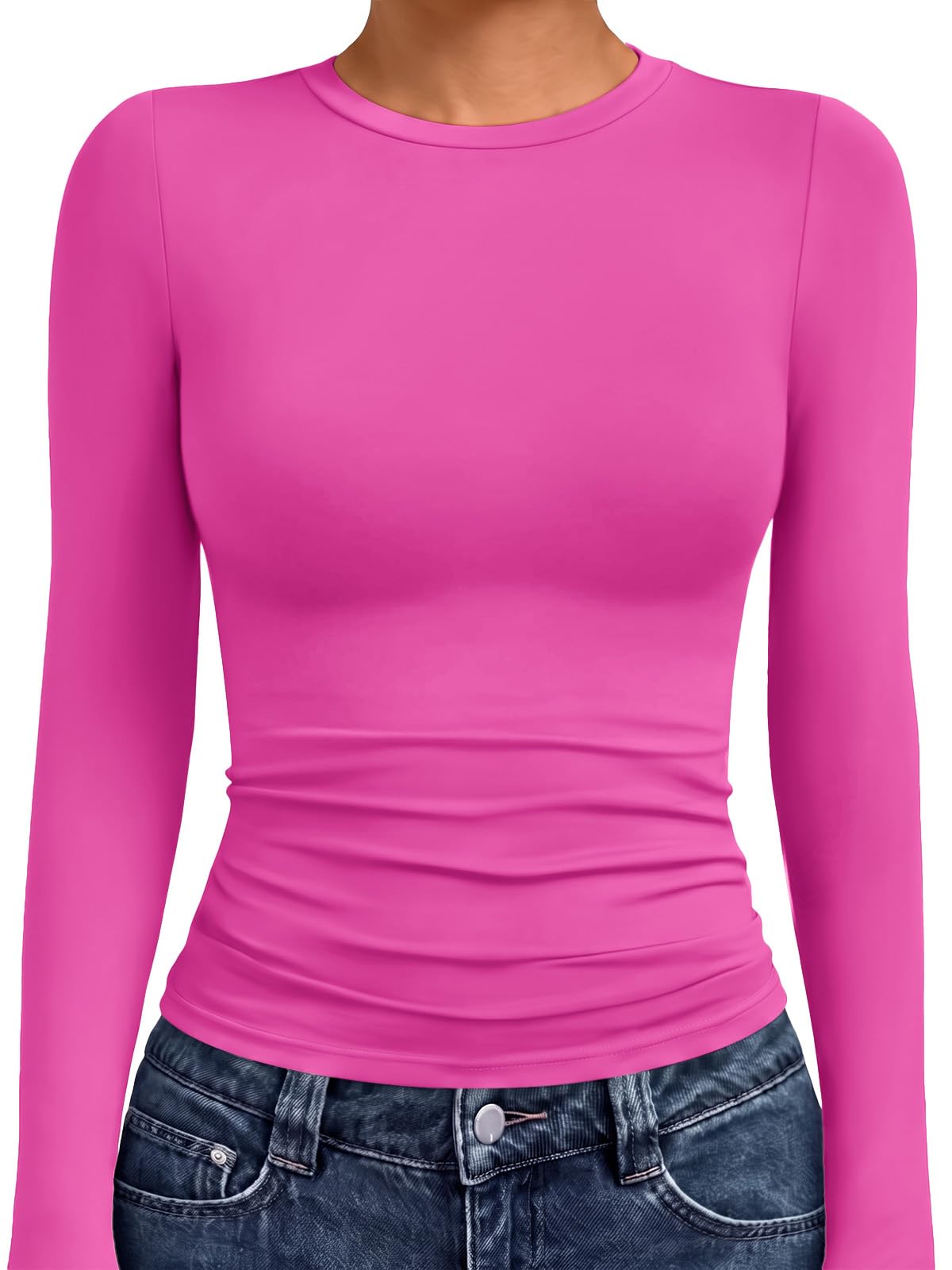 AUTOMET Womens Crew Neck Long Sleeve Shirts Compression Underscrubs Tops