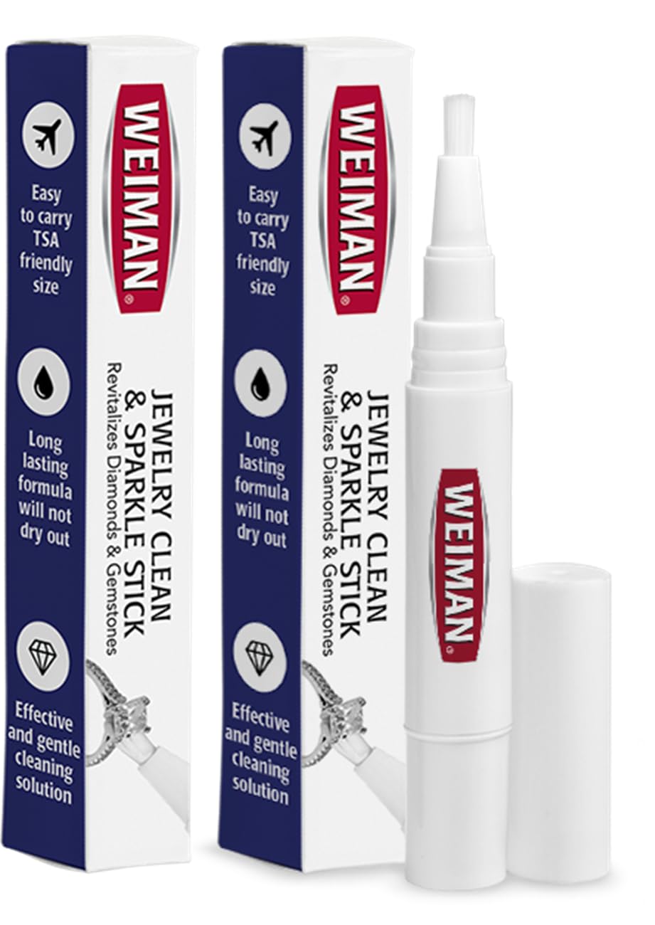 Weiman Jewelry Cleaner & Sparkle Stick - Portable, On-The-Go Cleaning for Diamond Engagement Rings, Wedding Rings, Gemstones, Necklaces, Earrings, Bracelets