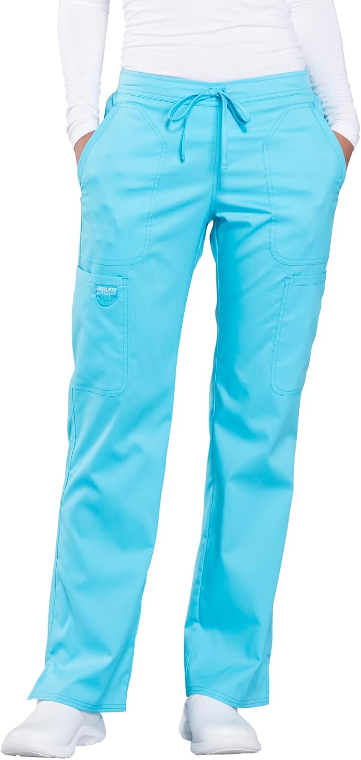 Cherokee WW Revolution Scrub Pants for Women Mid Rise Flare Pant 5 Pockets