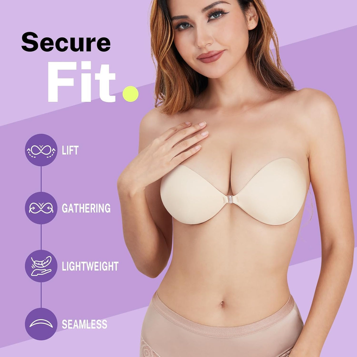 Invisible Strapless Sticky Bra Push up for Women, Ultra Adhesive Bra for Backless Dress, Cleavage Bra Lift Novelty Bras