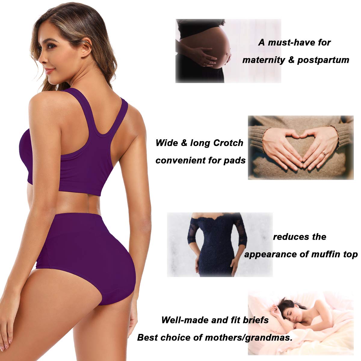Molasus Women's Cotton Underwear High Waisted Full Coverage Ladies Panties (Regular & Plus Size)