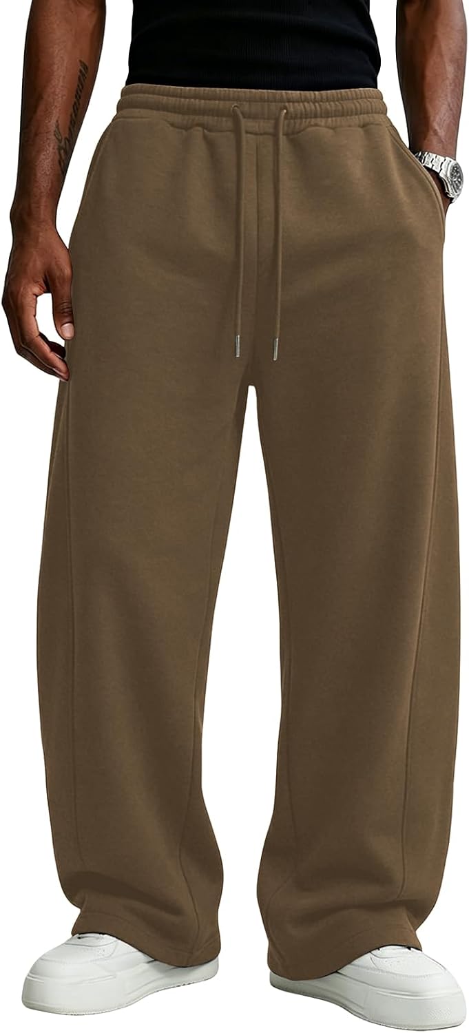 Wangdo Men's Baggy Sweatpants Wide Leg Lounge Cotton Casual Jogging Pants
