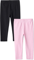 Amazon Essentials Girls' Cotton Stretch Leggings, Multipacks