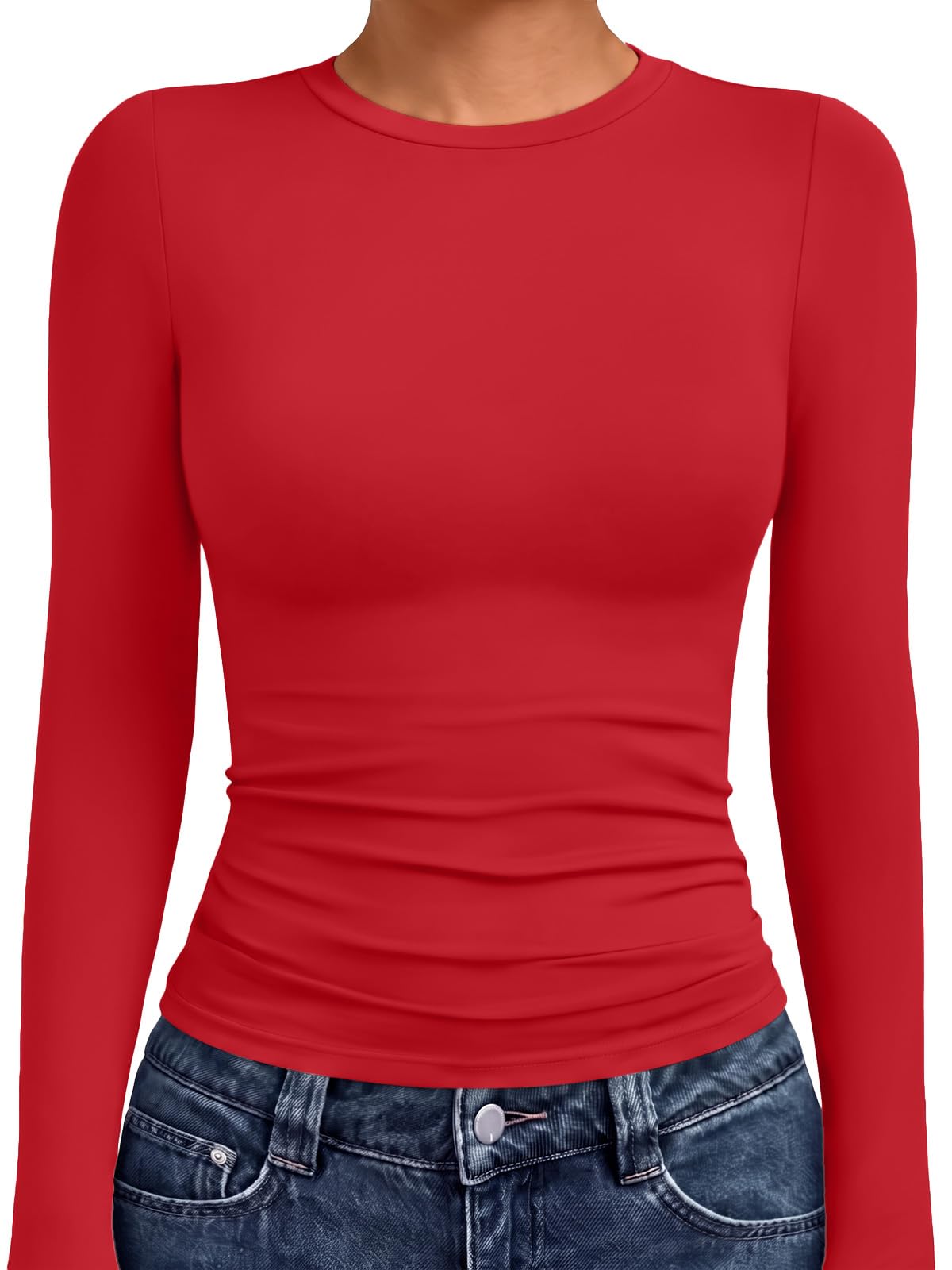 AUTOMET Womens Crew Neck Long Sleeve Shirts Compression Underscrubs Tops