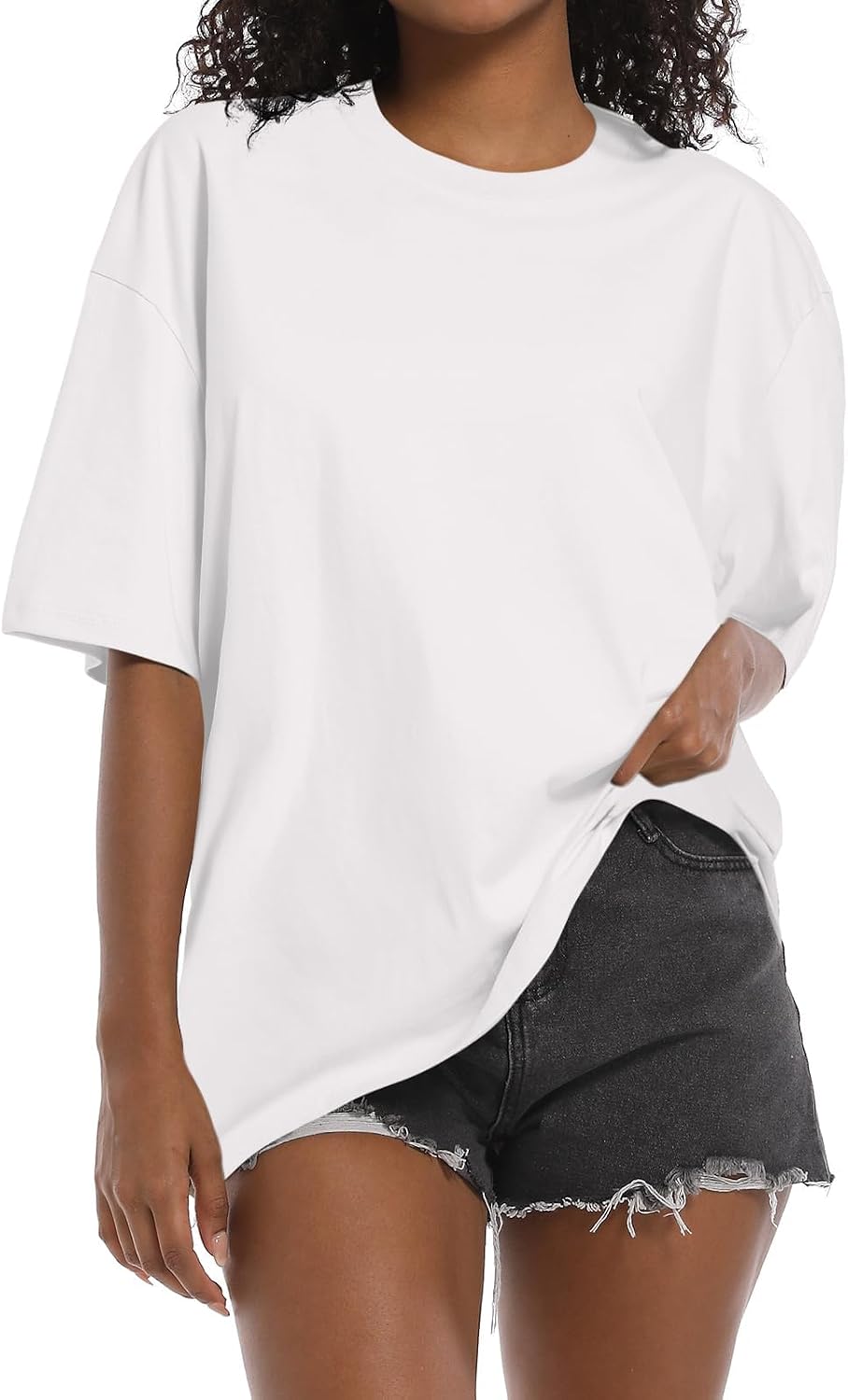 Womens Washed Vintage Oversized T-Shirt Baggy Workout Tops Short Sleeve Cotton Tshirts Streetwear Boyfriend Tee