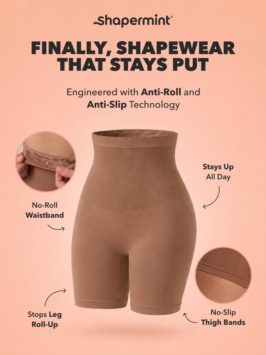 SHAPERMINT Shapewear for Women - High-Waisted Shapewear Tummy Control Shorts, Thigh Slimmer, Underwear for Women