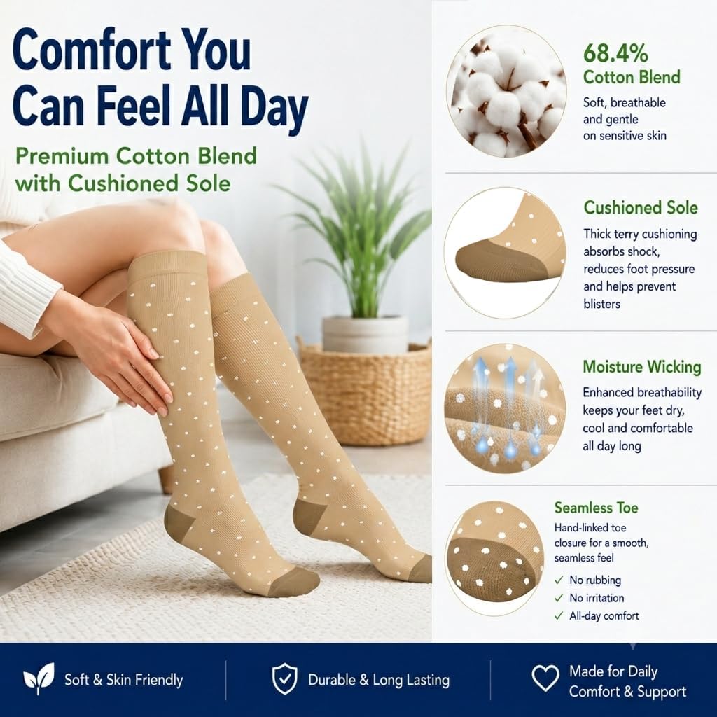 4 Pairs Compression Socks for Women Circulation-Best Support for Nurses,Running,Athletic,Travel