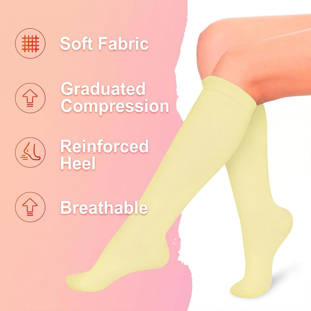 4 Pairs Compression Socks for Women Circulation-Best Support for Nurses,Running,Athletic,Travel