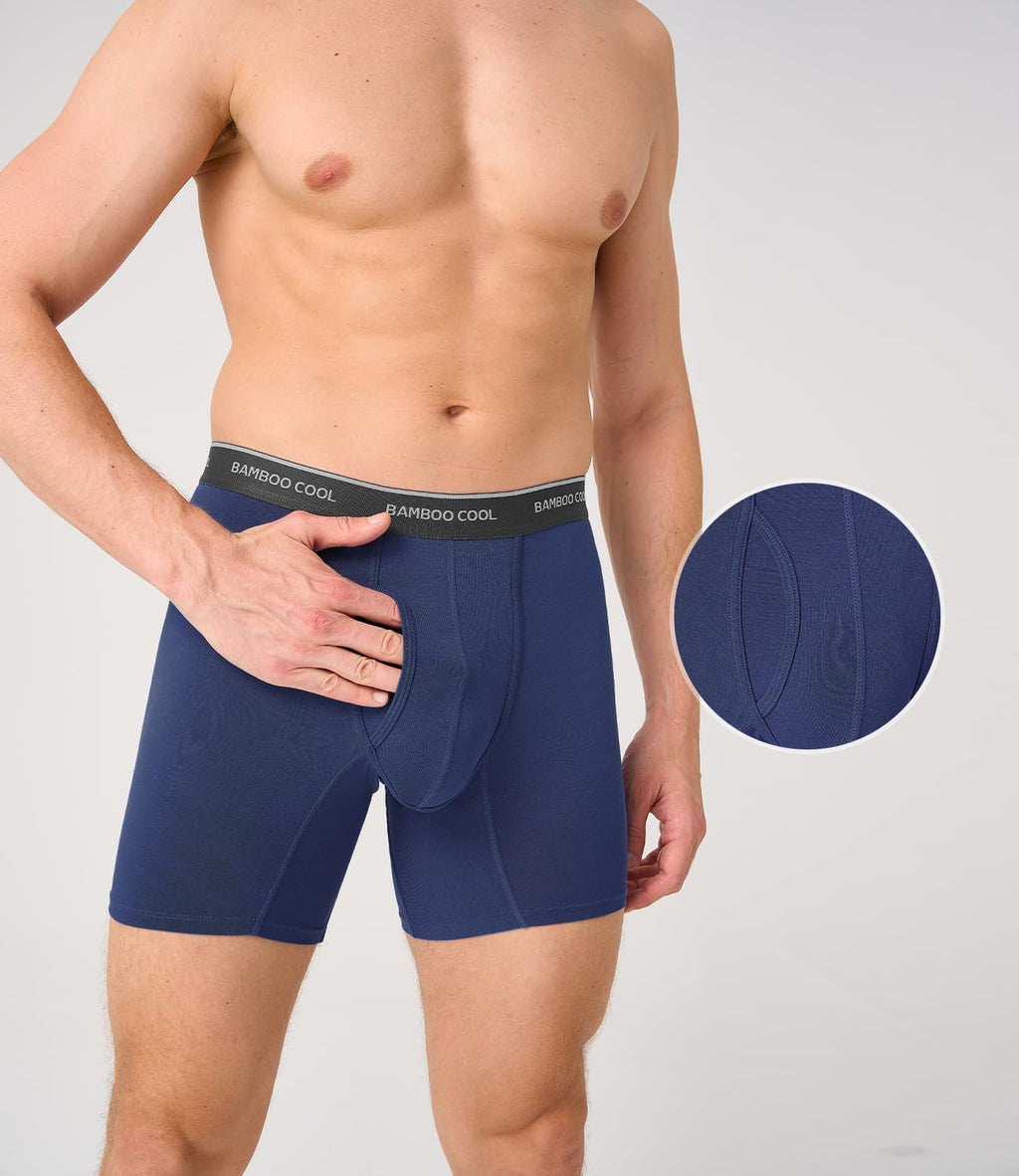 BAMBOO COOL Men's Underwear Breathable Boxer Briefs with Fly Moisture-Wicking Lightweight Underwear 7-Pack