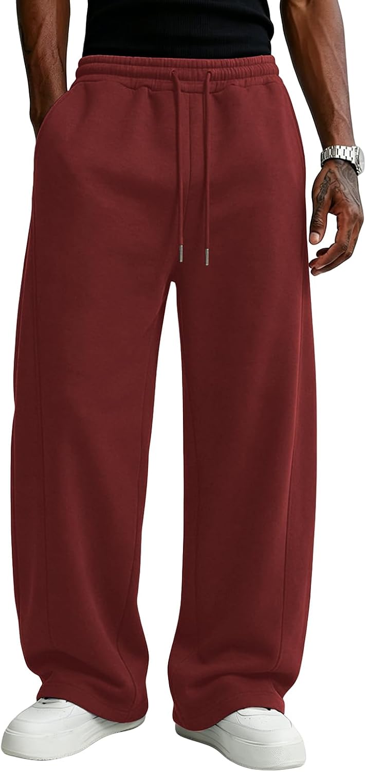 Wangdo Men's Baggy Sweatpants Wide Leg Lounge Cotton Casual Jogging Pants