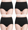 wirarpa Women's Cotton Underwear High Waisted Ladies Panties Full Coverage Briefs 4 Pack (Regular & Plus Size)