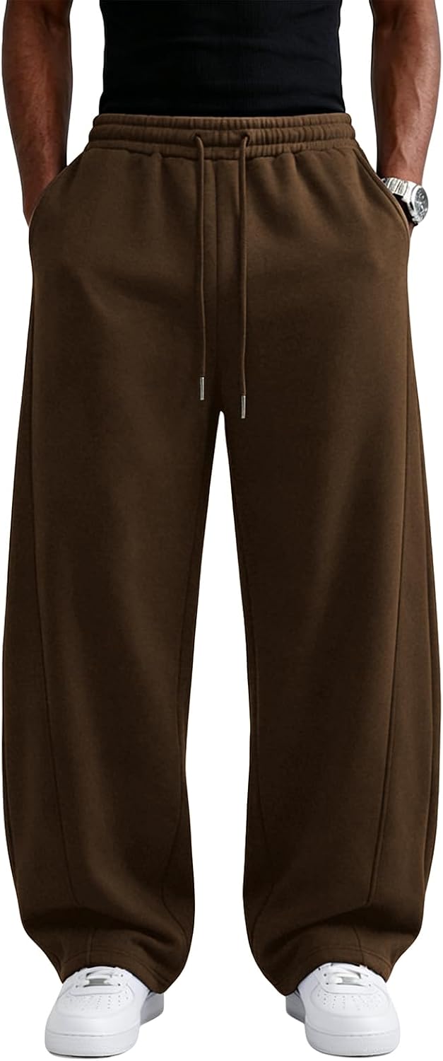 Wangdo Men's Baggy Sweatpants Wide Leg Lounge Cotton Casual Jogging Pants