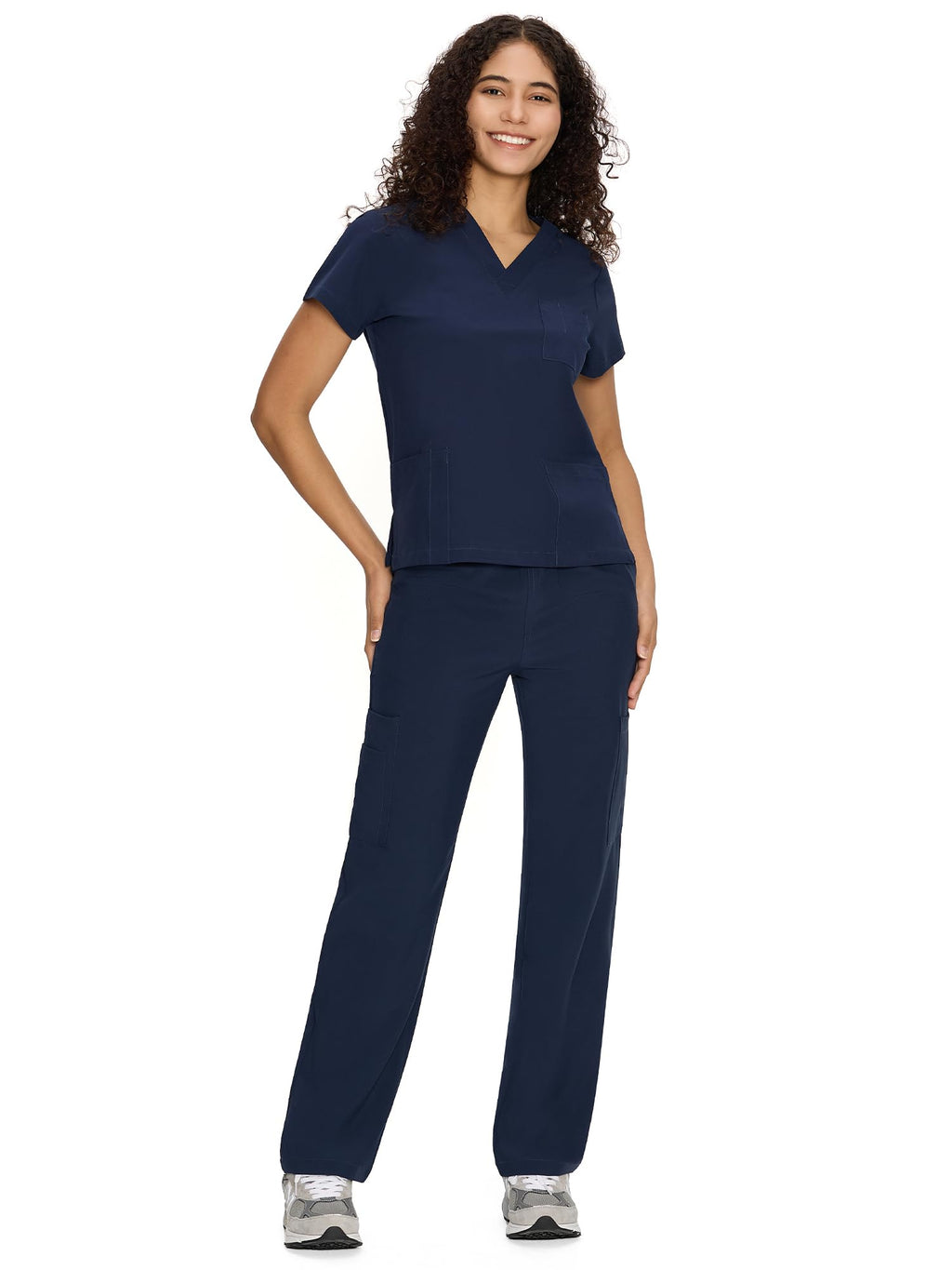 COZYFIT Scrubs for Women Set - V-Neck & Straight Leg Pants with 9 Pockets