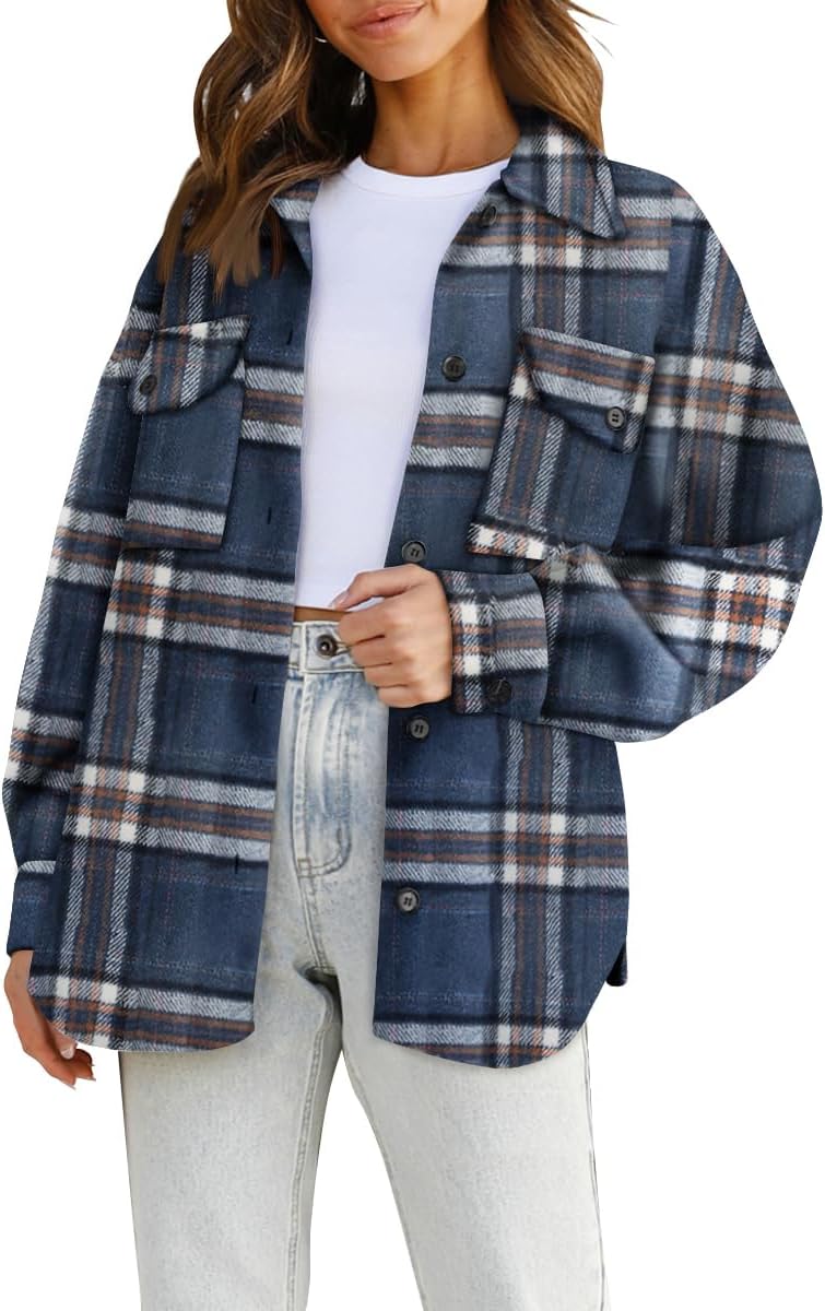 AUTOMET Shackets for Women Plaid Flannel Shirts