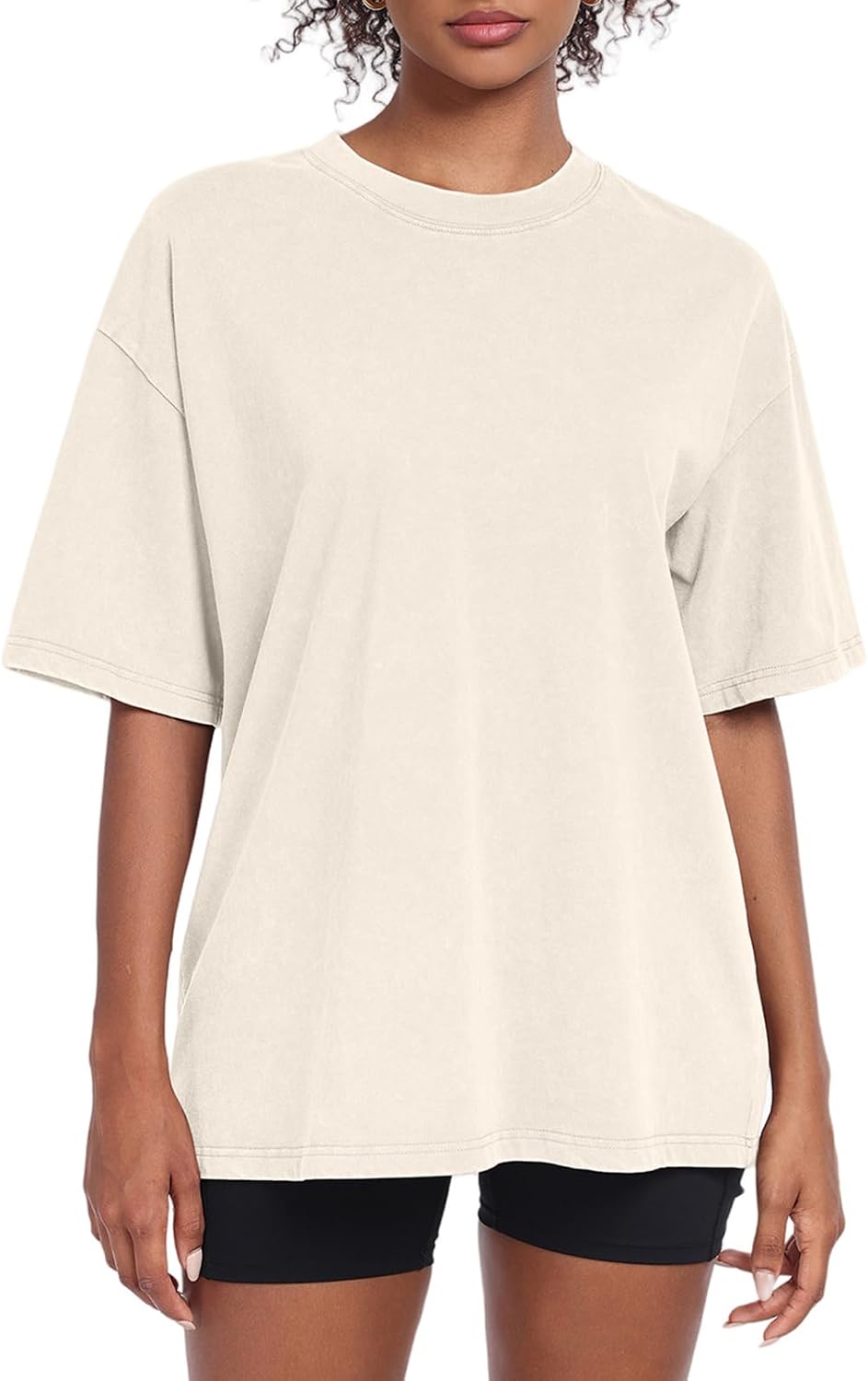 Womens Washed Vintage Oversized T-Shirt Baggy Workout Tops Short Sleeve Cotton Tshirts Streetwear Boyfriend Tee