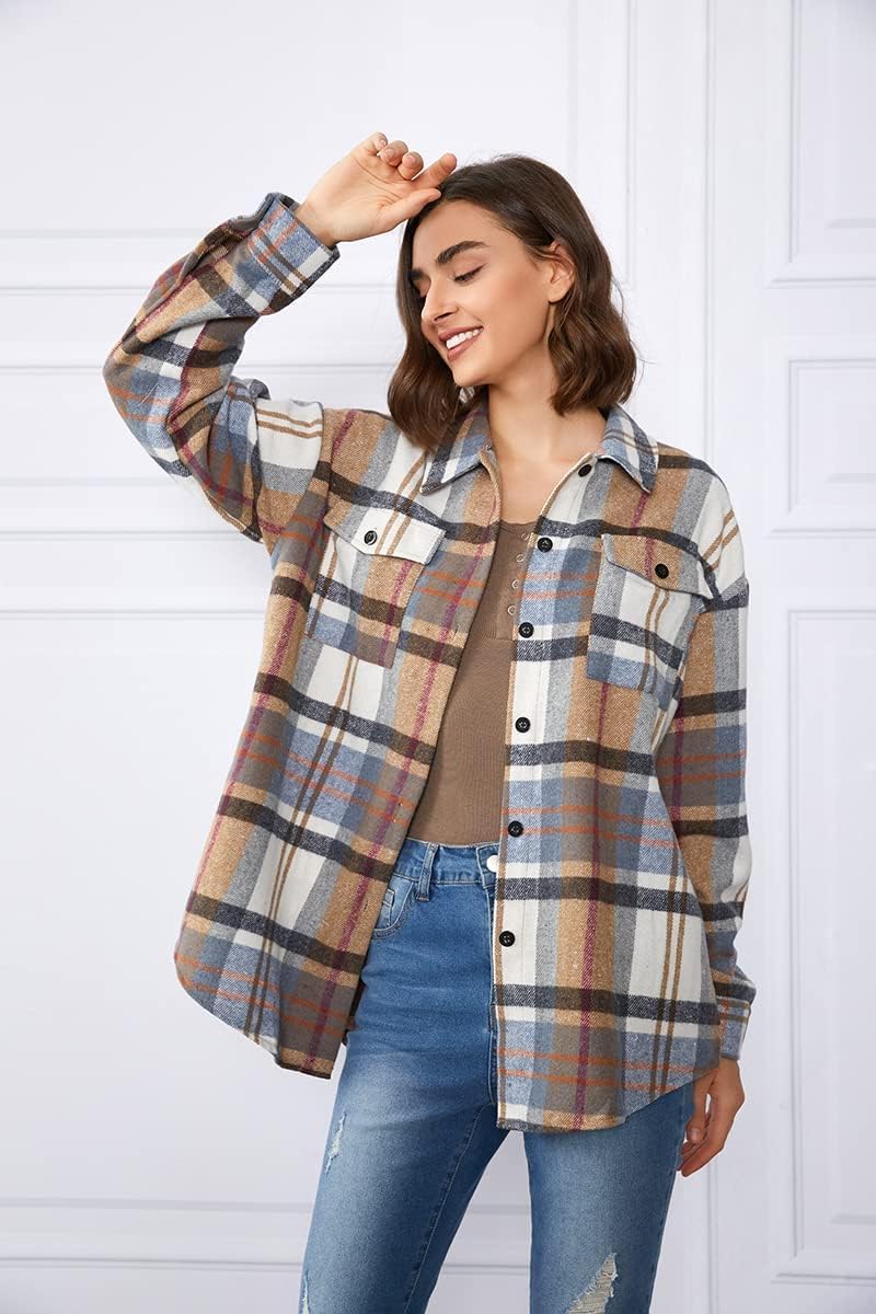 AUTOMET Shackets for Women Plaid Flannel Shirts