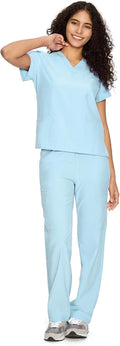 COZYFIT Scrubs for Women Set - V-Neck & Straight Leg Pants with 9 Pockets