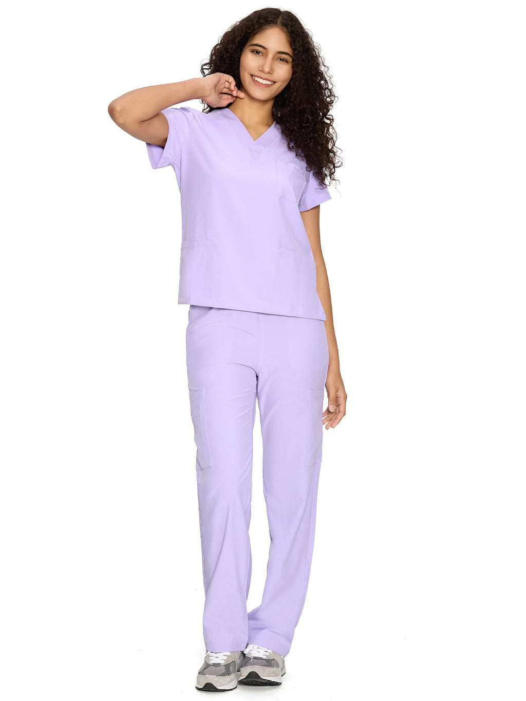 COZYFIT Scrubs for Women Set - V-Neck & Straight Leg Pants with 9 Pockets
