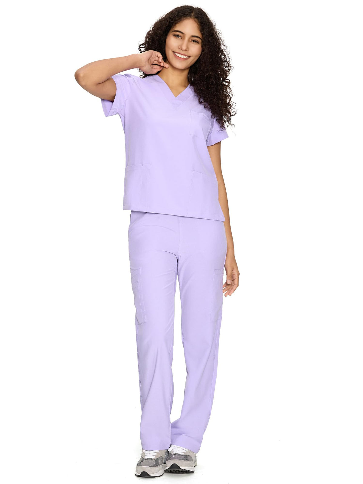 COZYFIT Scrubs for Women Set - V-Neck & Straight Leg Pants with 9 Pockets