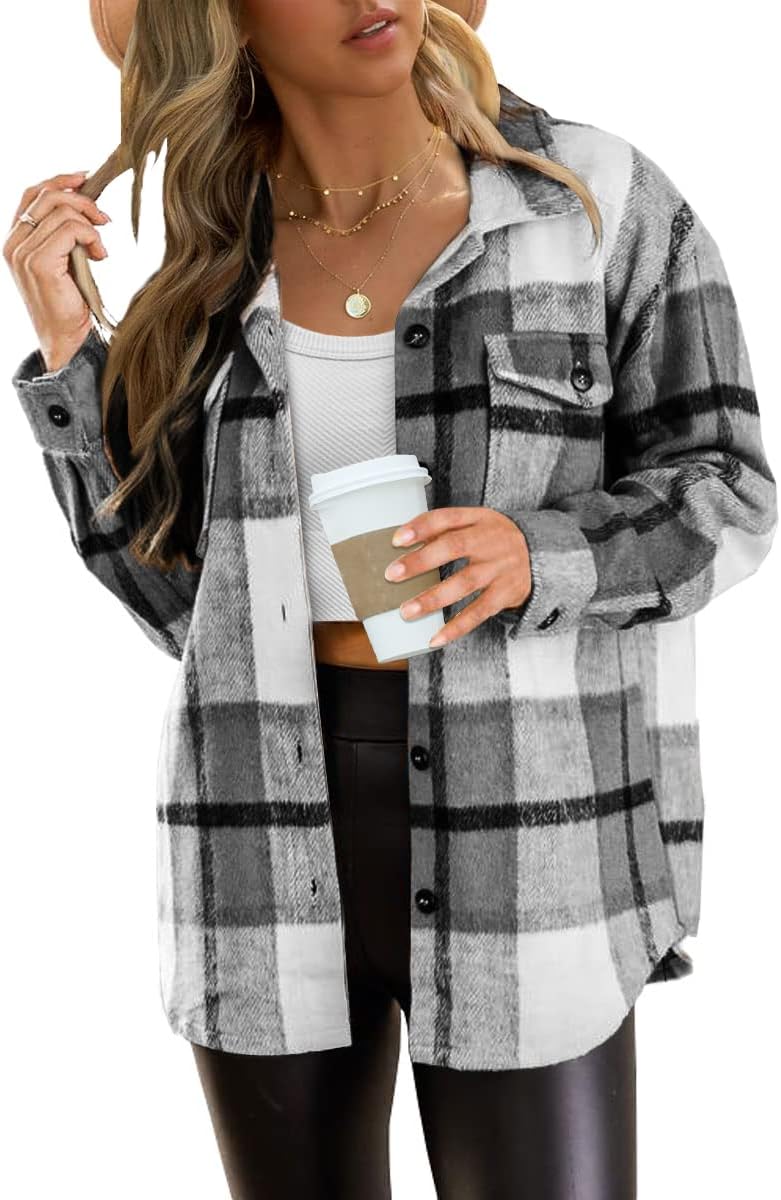 AUTOMET Shackets for Women Plaid Flannel Shirts