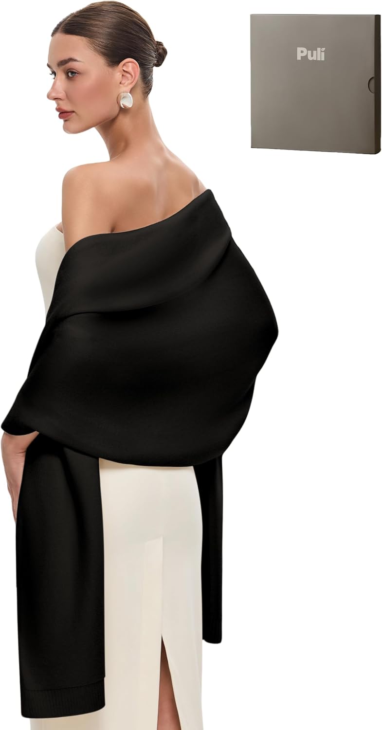 PULI Women's Pashmina Shawl Wrap Large Wedding Bridal Evening Winter Scarf