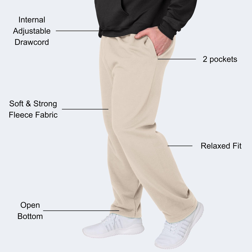 Hanes Men's EcoSmart Sweatpants, Athletic Lounge Pants with Pockets, Open Hem Bottom, Fleece Pants