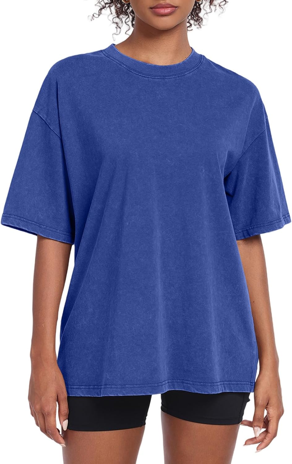 Womens Washed Vintage Oversized T-Shirt Baggy Workout Tops Short Sleeve Cotton Tshirts Streetwear Boyfriend Tee