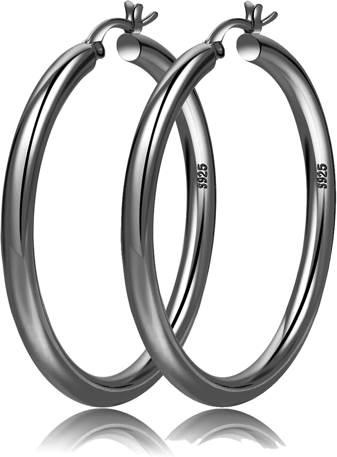4mm Thick Gold Chunky Earrings Steling Silver Post Hoops Earrings For Women Hollow Tube Hoops Earrings Thick Gold Hoop Earrings Hypoallergenic Lightweight Gold Hoop Large Earrings 20/30/40/50/60MM