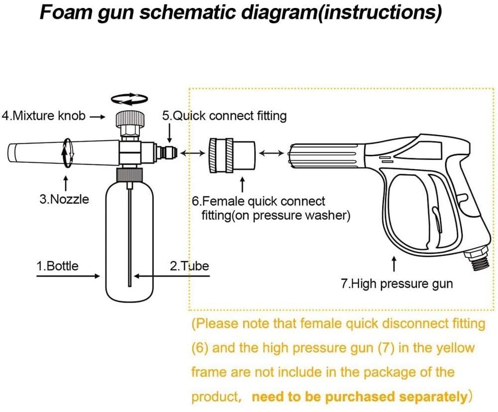 Foam Cannon, Tall Design, Adjustable Snow Foam