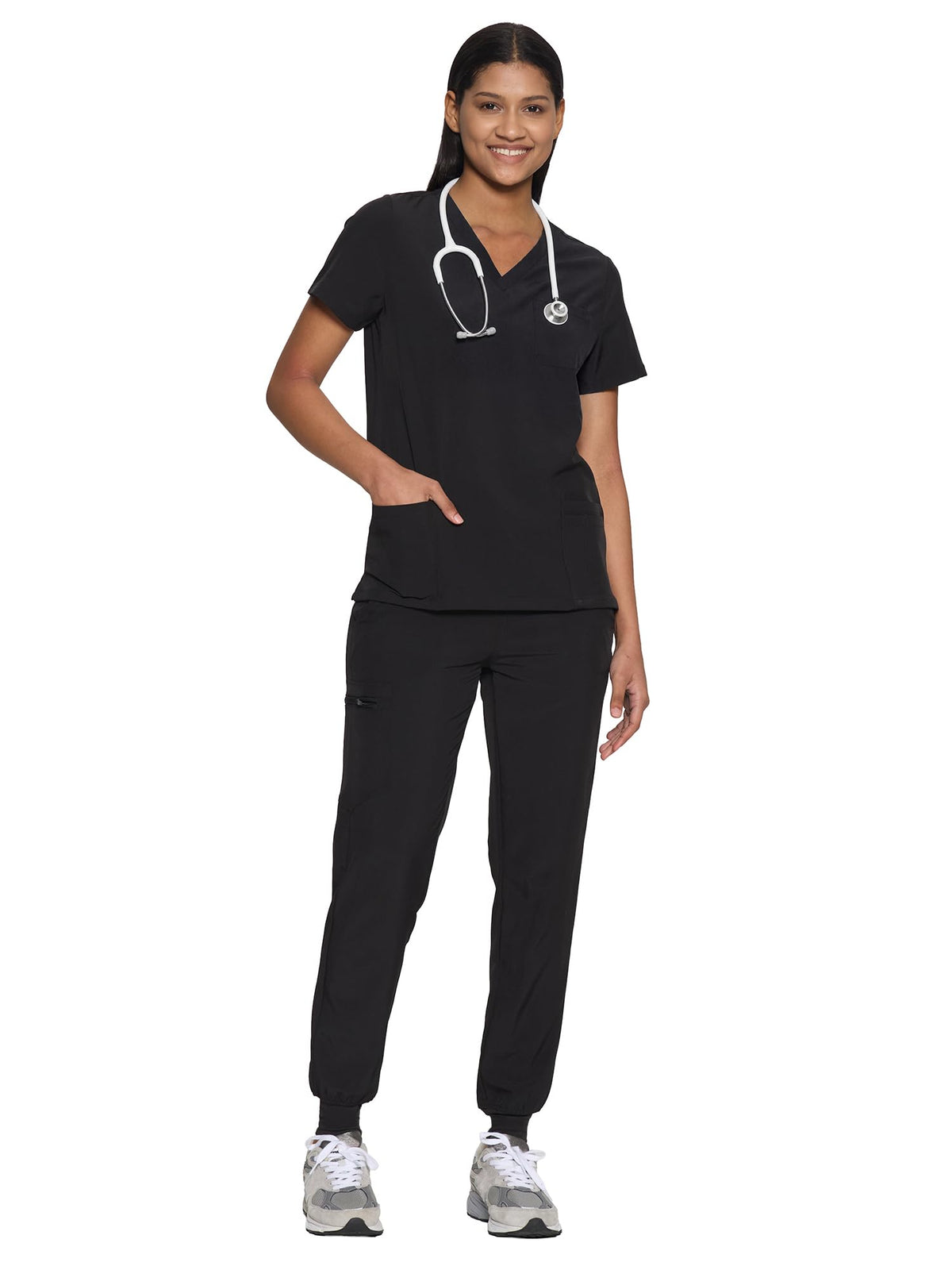 COZYFIT Scrubs for Women Set - Stretch V-Neck & Jogger Pant with 9 Pockets
