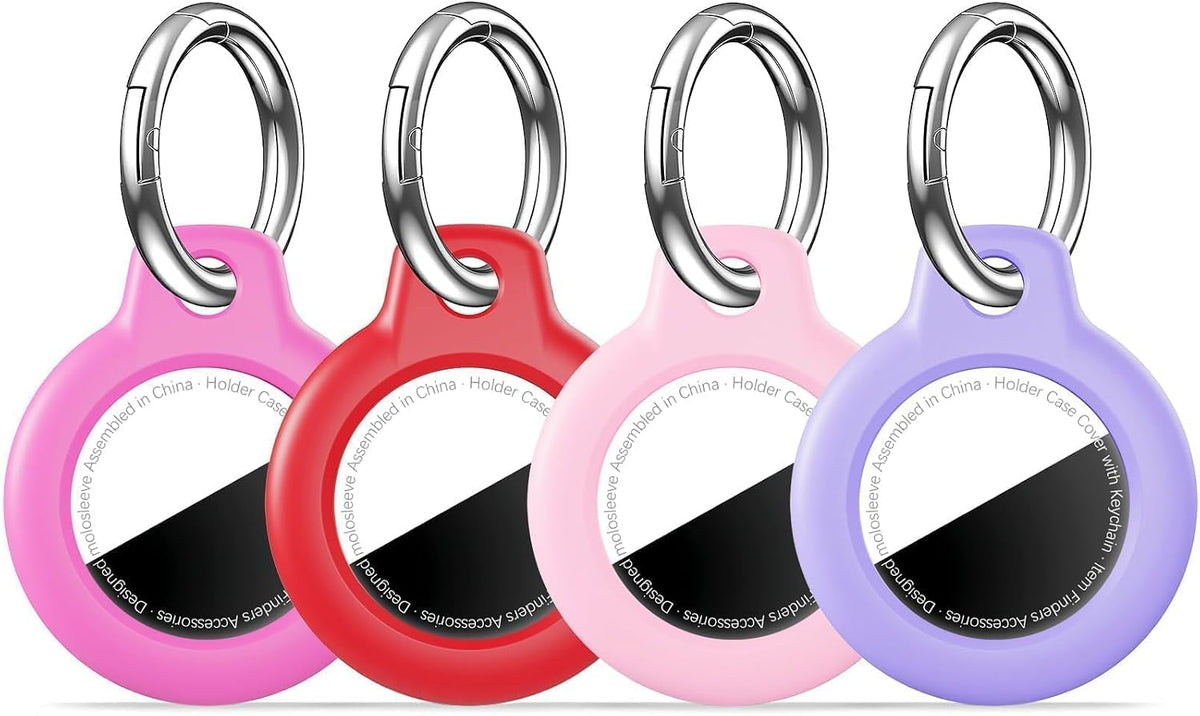 MOLOSLEEVE 1|2|4 Pack Case for AirTag 2nd Gen (2026) & 1st Gen, Shockproof Holder Anti-Scratch Protective Cover for Air Tags, Men's Women's Keyrings & Keychains for Keys, Luggage, Bags, Black