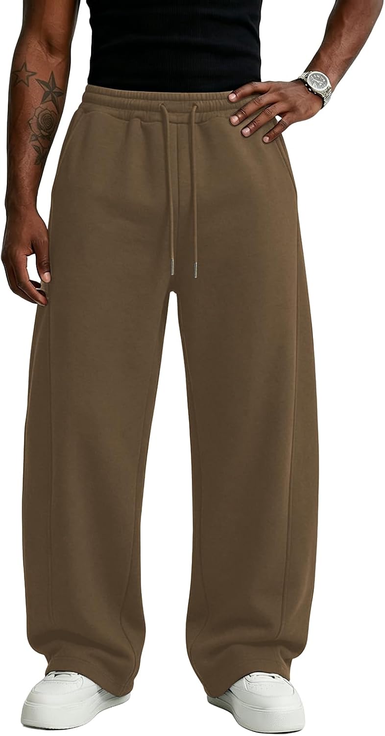 Wangdo Men's Baggy Sweatpants Wide Leg Lounge Cotton Casual Jogging Pants