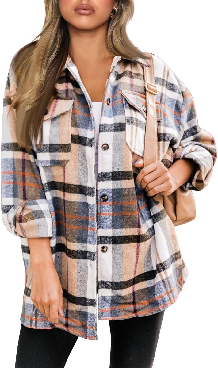 AUTOMET Shackets for Women Plaid Flannel Shirts