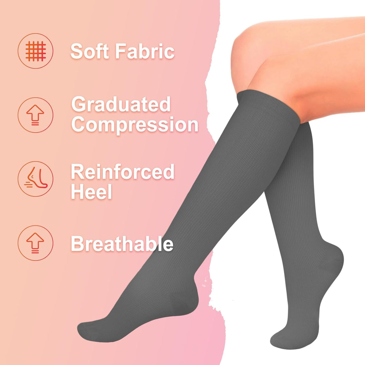 4 Pairs Compression Socks for Women Circulation-Best Support for Nurses,Running,Athletic,Travel