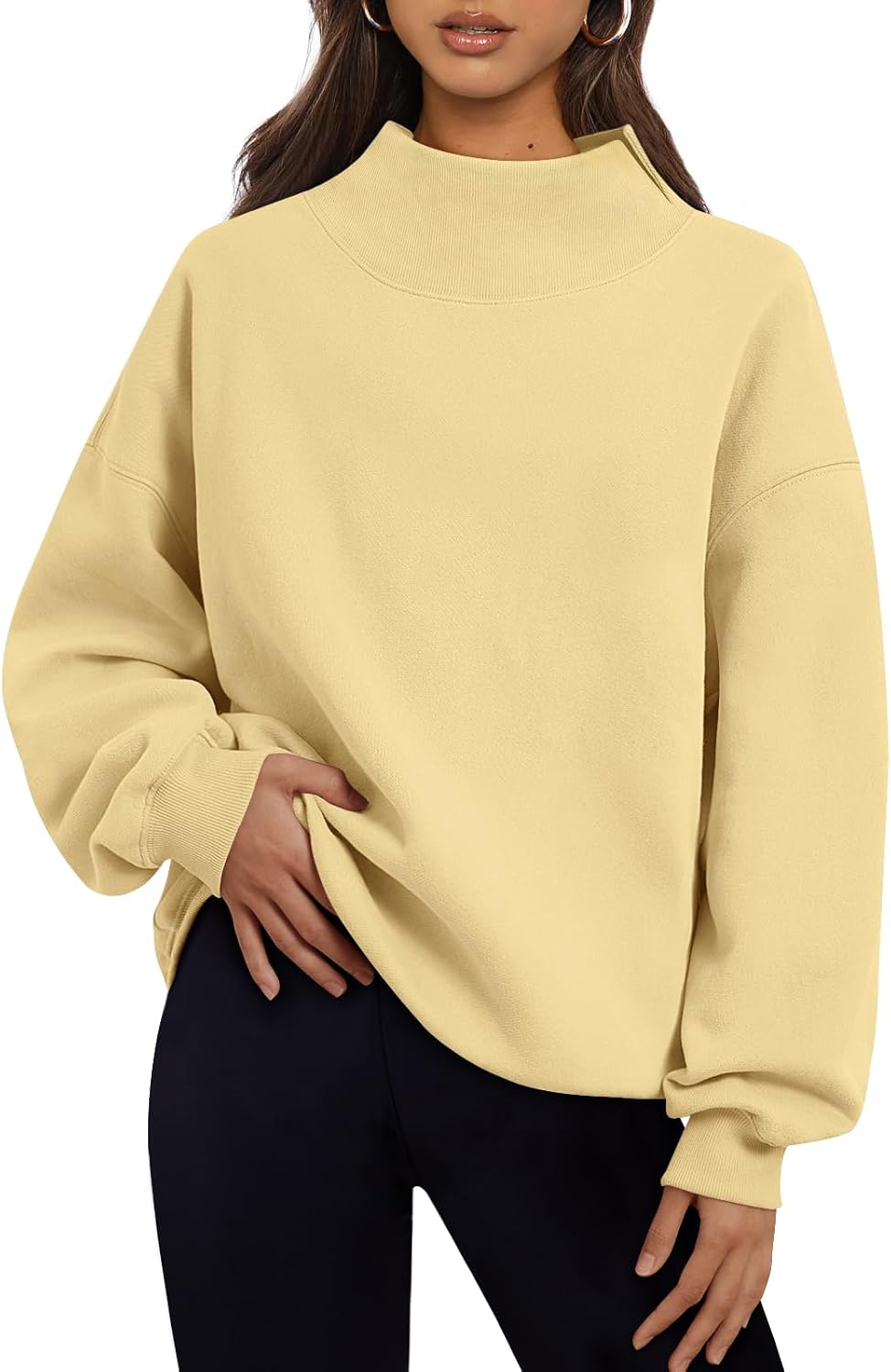 Trendy Queen Womens Mock Neck Sweatshirts Oversized Pullover Fall Outfits
